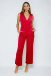 Can't Stop Staring Surplice Belted Jumpsuit - Burgundy