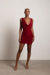 Good For You Burgundy Cowl Neck Ruched Bodycon Mini Dress