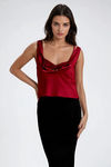 Romance Charm Satin Top - Burgundy