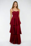Sweet Like Honey Tiered Sweetheart Maxi Dress - Burgundy