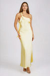 Turn Glam One Shoulder Satin Maxi Dress - Butter