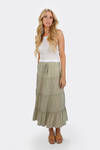 Sariyah Celery Solid Tiered Maxi Skirt