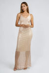 Dress The Part Sequin Bodycon Maxi Dress - Champagne