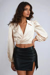 Power Luxe Satin Crop Top - Champagne