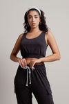 Another Listen Crop Top and Sweatpants Lounge Set - Charcoal