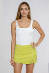 Fresh Pick Slide Slit Mini Skort - Chartreuse
