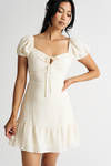 Another Way Cream Sweetheart Keyhole Skater Mini Dress