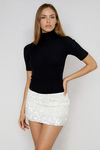 Flirt Glow Sequin Embellishment Mini Skirt - Cream