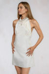 Sweet Distraction Cowl Halter Backless Mini Dress - Cream