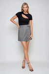 Suit Up Belted Mini Skirt - Dark Grey