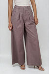 Free Flow Pleated Wide Leg Pants - Dark Mauve