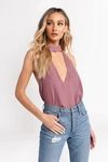 Go With The Flow Choker Blouse - Dark Rose