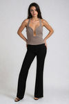 Scene Stealer Peplum Halter Top - Dusty Mocha