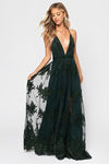 Analise Emerald Plunging Floral Maxi Dress