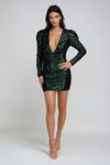 Celestial Beam Sequin Bodycon Mini Dress - Emerald