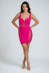 Fierce Aura Mesh Bodycon Mini Dress - Fuchsia