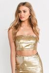 Everything and More Gold Reversible Sequin Crop Top