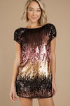 Shine Me Up Gold Multi Sequin Shift Dress