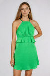 Little Stunner Satin Peplum Mini Dress - Green