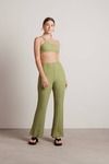 Over Time Green Ruched Straight Pants