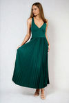 Own Today Pleated Satin Midi Dress - Green