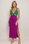 Yareli Plunging Sweater Mini Dress - Green/Purple