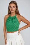 Twist Charm Halter Neck Crop Top - Green