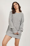 Complicated Heather Grey Distressed Sweater Dress