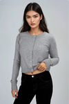 Off the Edge Button Down Sweater Cardigan - Heather Grey