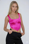 Luxe Curve Satin Corset Top - Hot Pink