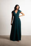 Be True Chiffon Wrap Maxi Dress - Hunter Green