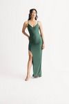 Came To Party High Slit Bodycon Maxi Dress - Hunter Green