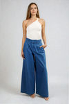 Power Move Pleated Wide Leg Pants - Indigo Denim