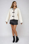 Cloud Comfort Toggle Closure Sherpa Jacket - Ivory Black