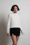Casandra Ivory Mock Neck Fuzzy Sweater