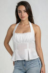 Catch the Breeze Eyelet Halter Top - Ivory