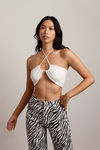 Down To Miami Ivory Cross Halter Crop Top