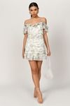 Rowena Ivory Multi Off Shoulder Ruffle Dress