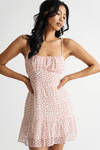 Same Day white Ditsy Tie Strap Ruffle Hem Mini Dress