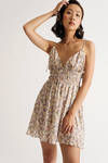 Say Hello white Floral Smocked Skater Mini Dress