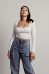 Solar Ruched Bust Long Sleeve Crop Top