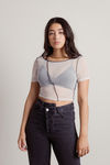 Take Me Back Ivory Exposed Stitch Mesh Crop Top