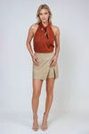 Modern Luxe Faux Leather Skort - Khaki