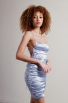 Jilly Lavender Ruched Satin Back Bodycon Dress