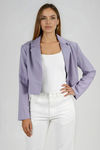 Step Confident Buttoned Cropped Blazer - Lavender