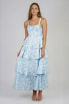 Garden Muse Floral Tiered Maxi Dress - Light Blue