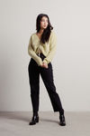 Hebe Light Green Fluffy Soft Ruched Sweater