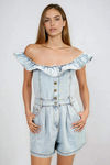 Carefree Charm Denim Romper - LT Denim