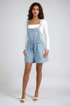 On the Go Pocketed Drawstring Romper - LT Denim