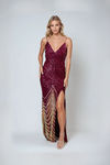 Moonlit Daze Ombré Sequin Maxi Dress - Maroon